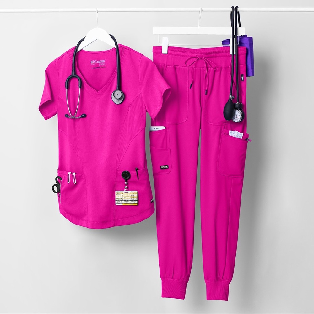 Greys Anatomy Barco Electric Pink Scrub Set